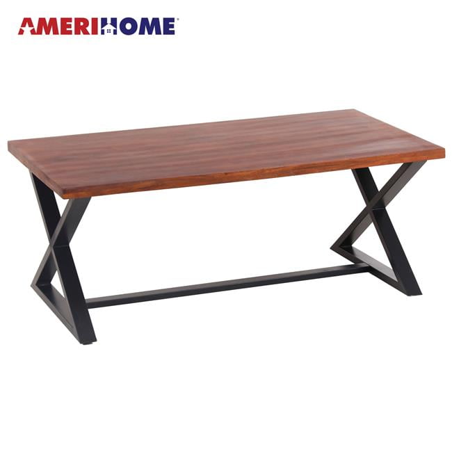 Picture of AmeriHome AWCLCT Acacia Cross Leg Coffee Table&#44; Brown & Black