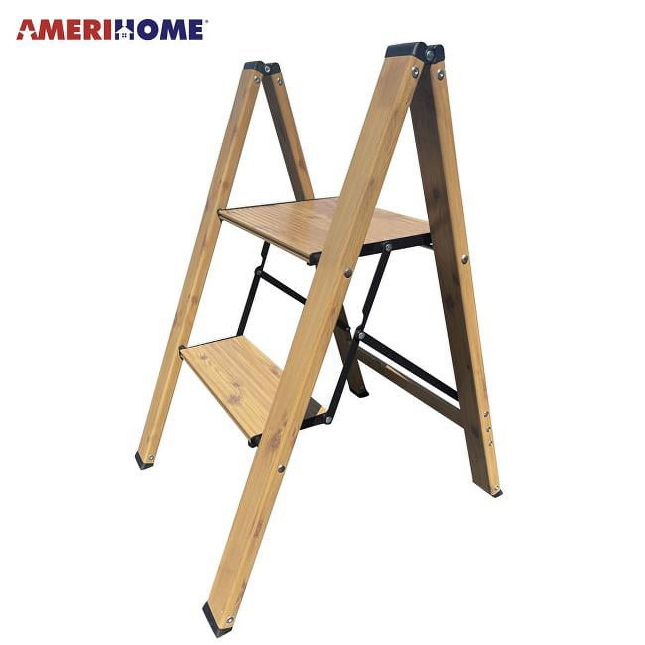 STLFFA2WG 2 Step Aluminum Wood Grain Folding Ladder, Tan