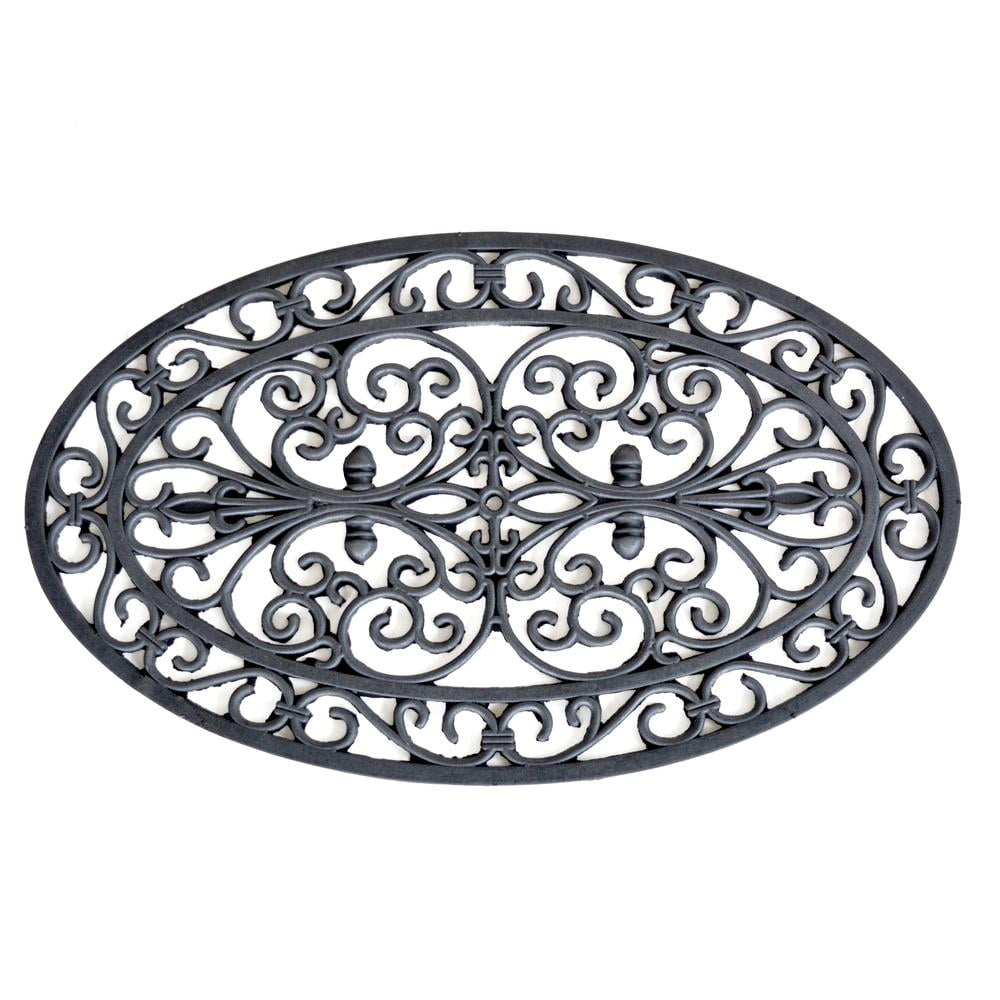 RMATOV2PK 18 x 30 in. Oval Shape Scrollwork Rubber Decorative Entry Mat Set - 2 Piece