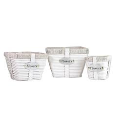 Picture of Gardener Select GSALX16L04 3 Piece White Willow Square Flower Basket