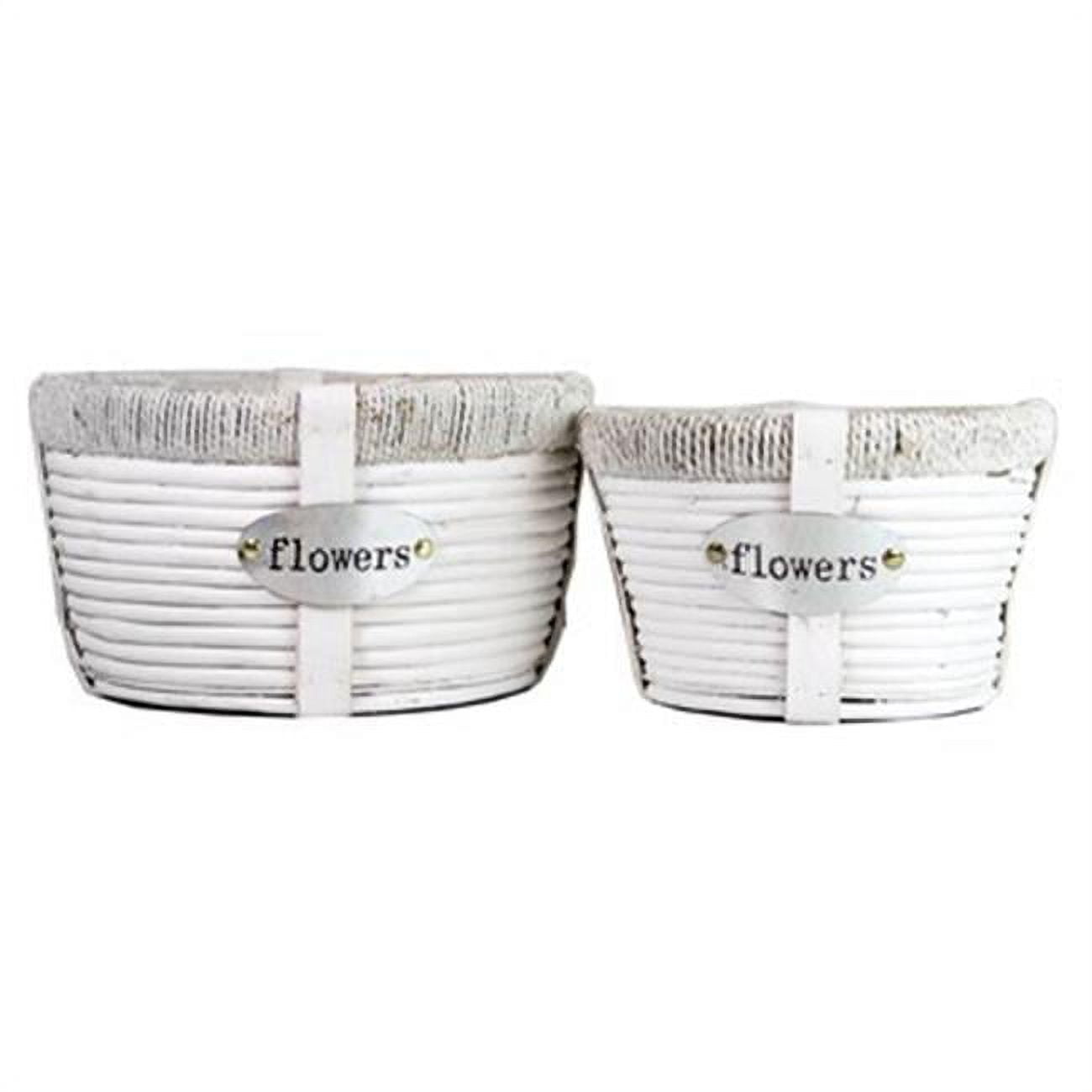 Picture of Gardener Select GSALX16L05A 2 Piece White Willow Flower Basket