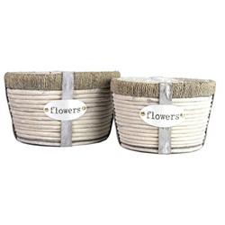 Picture of Gardener Select GSALX16L05B 2 Piece Grey Willow Flower Basket