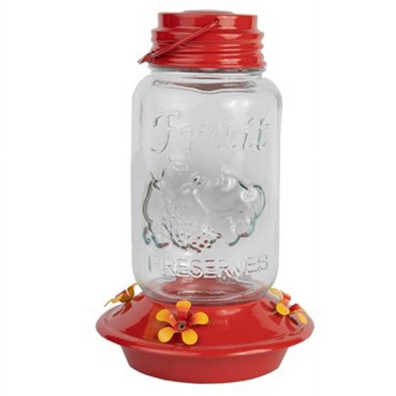 Picture of FOF FOFHB0595 30 oz Mason Jar Shaped Glass Hummingbird Feeder