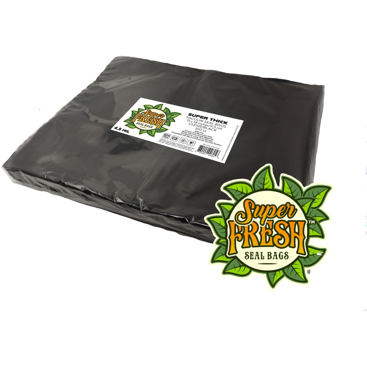 DSVBB15CB 15 x 18 in. 4.5 mil Vacuum Seal Bags, Clear & Black - Pack of 100