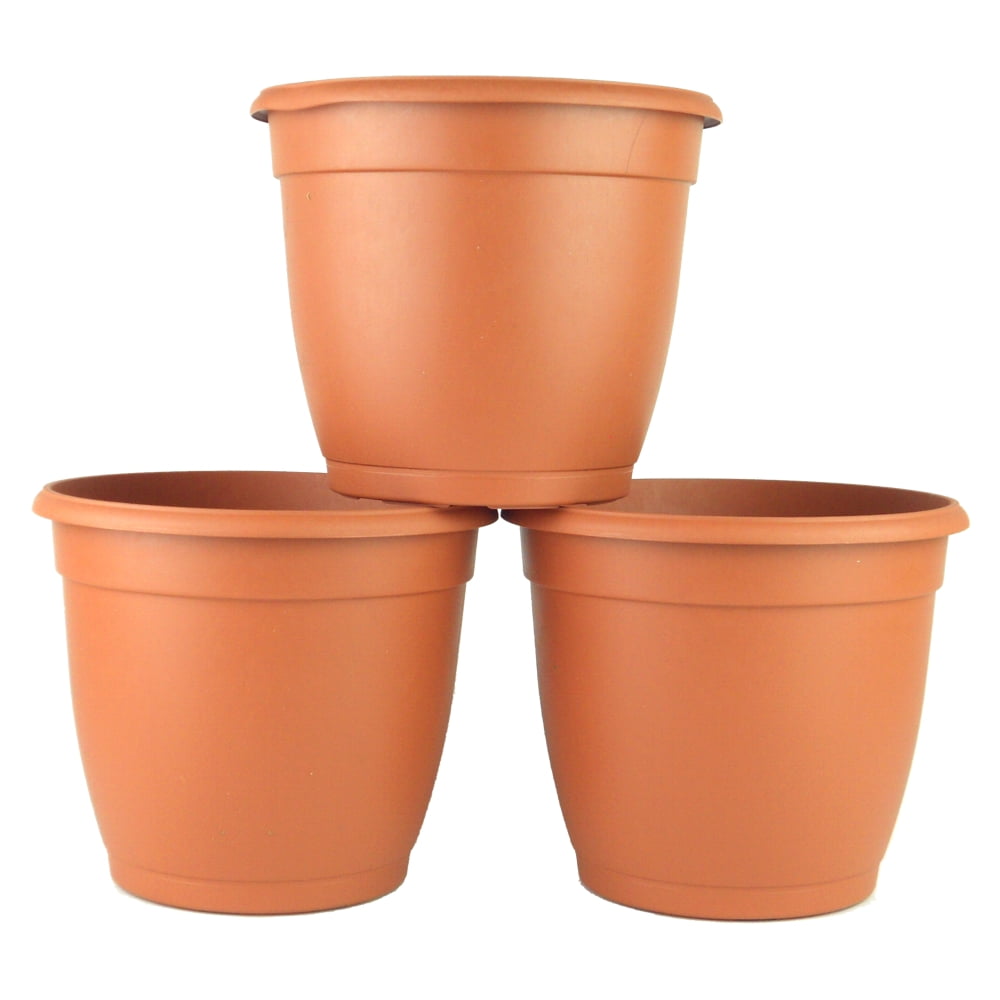 8 in. Decorative Terra Cotta Plastic Pot - Pack of 3