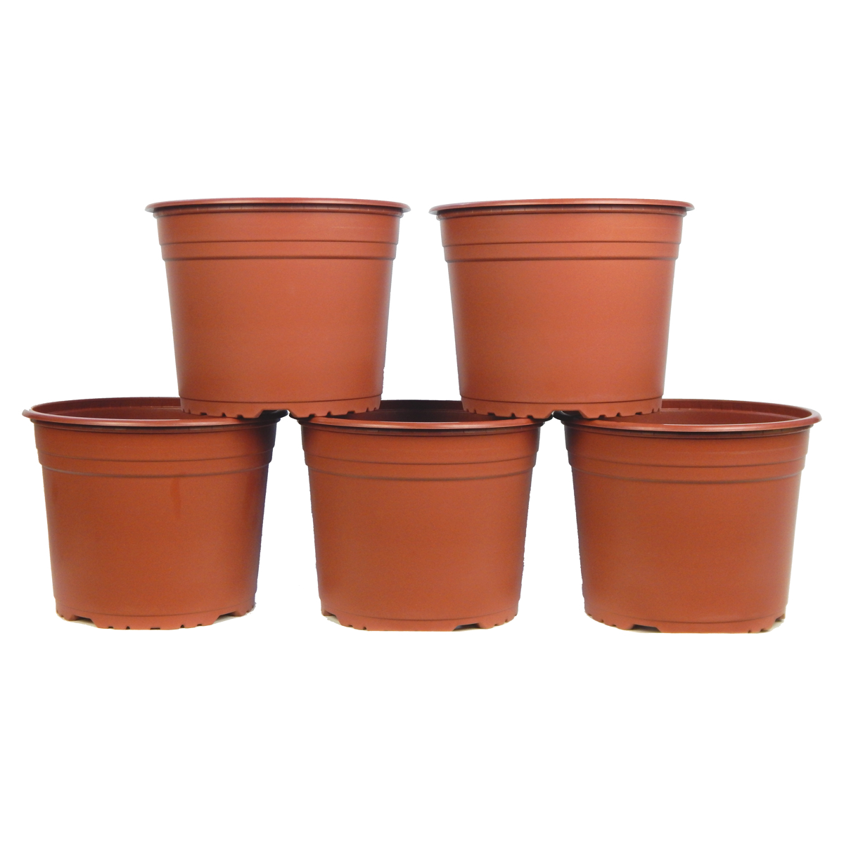8in. Terracotta Plastic Round Pots - Pack of 5 - Lightweight & Durable