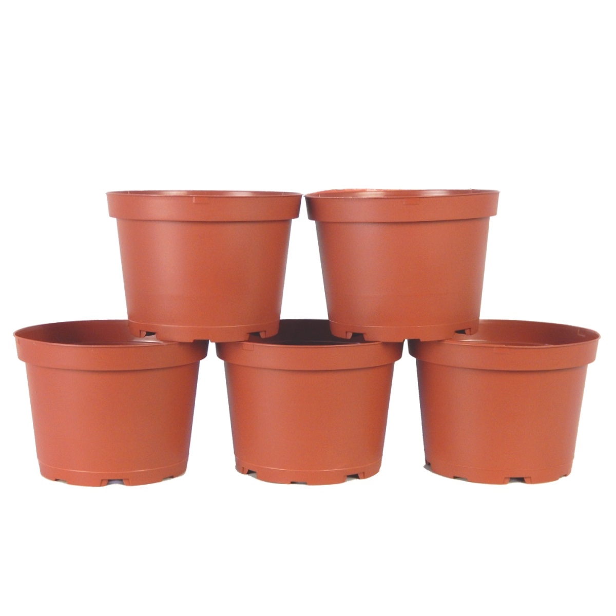 6 Inch Plastic Round Pot Terra Cotta Colored (5 Pack)