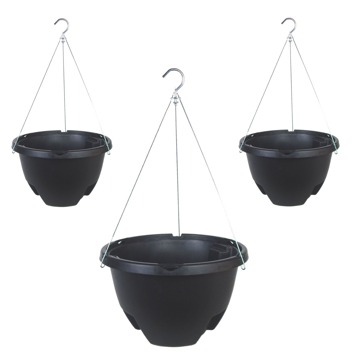 The Weekender 16 Plastic Self Watering Black Hanging Planter (3 Pack)