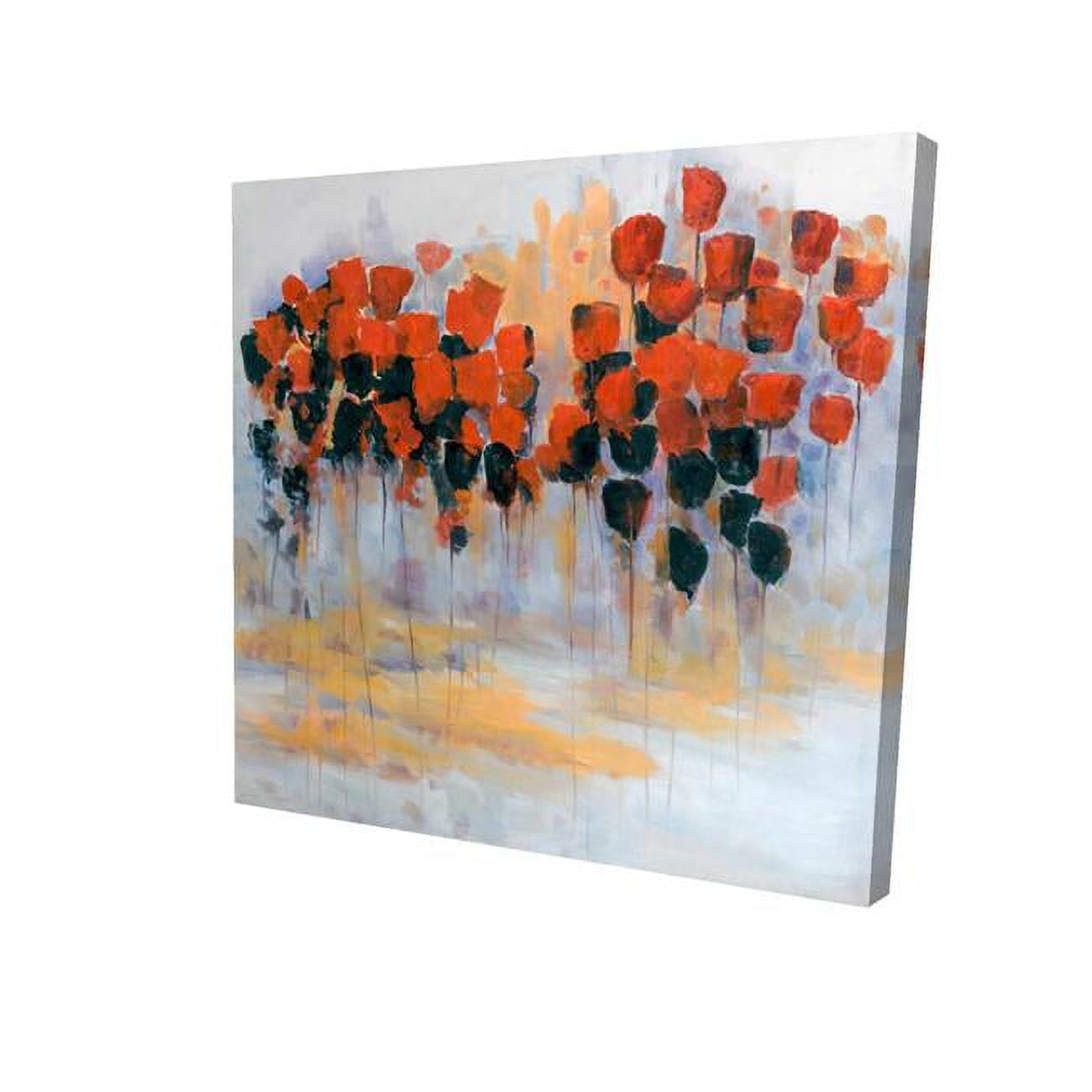 8 x 8 in. Red Flowers Field-Print on Canvas