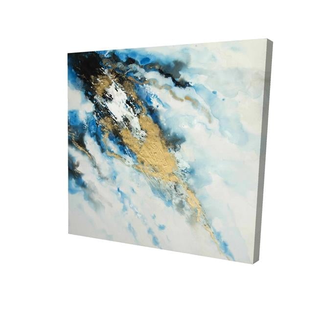 8 x 8 in. Blue & Gold Marble-Print on Canvas