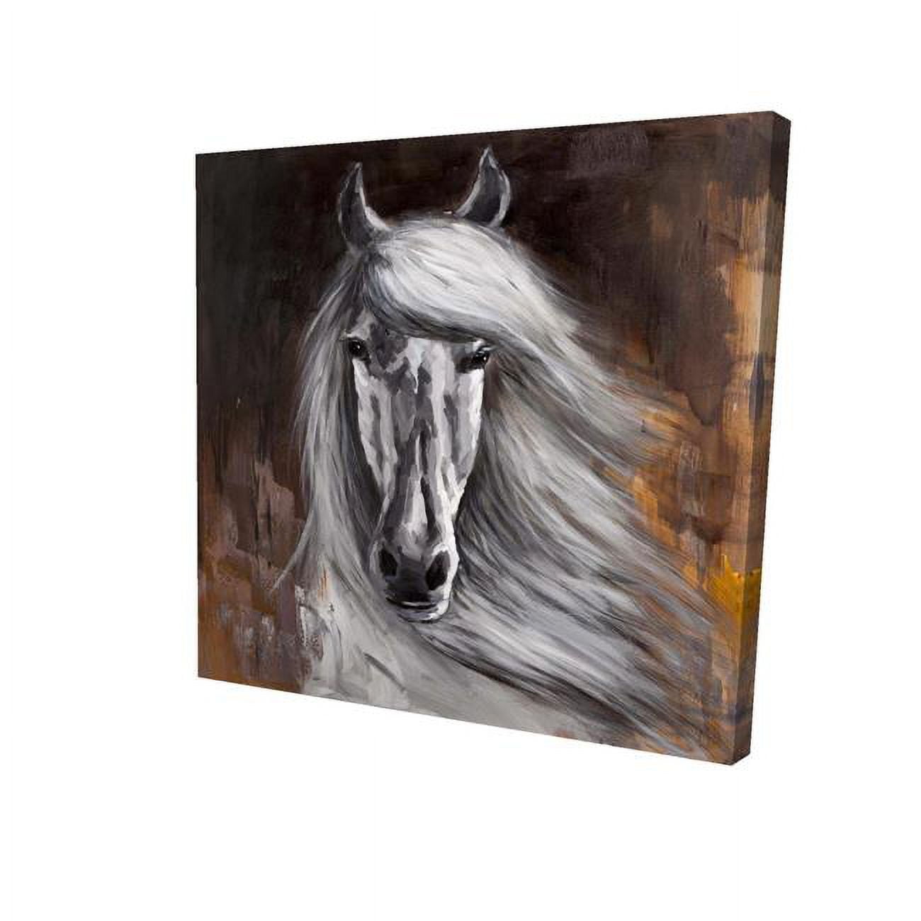 8 x 8 in. Proud White Horse-Print on Canvas