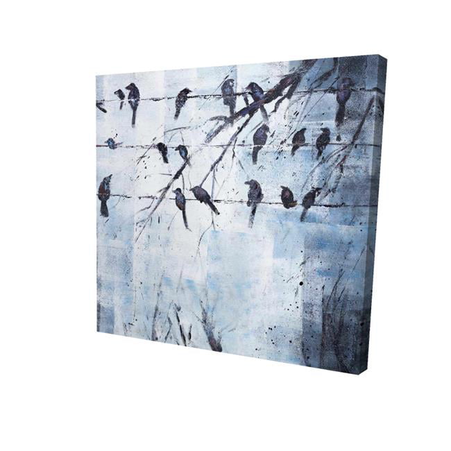 8 x 8 in. Abstract Birds on Electric Wire-Print on Canvas