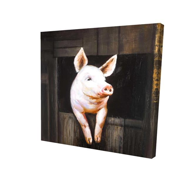 2080-0808-AN161 8 x 8 in. Smiling Pig-Print on Canvas