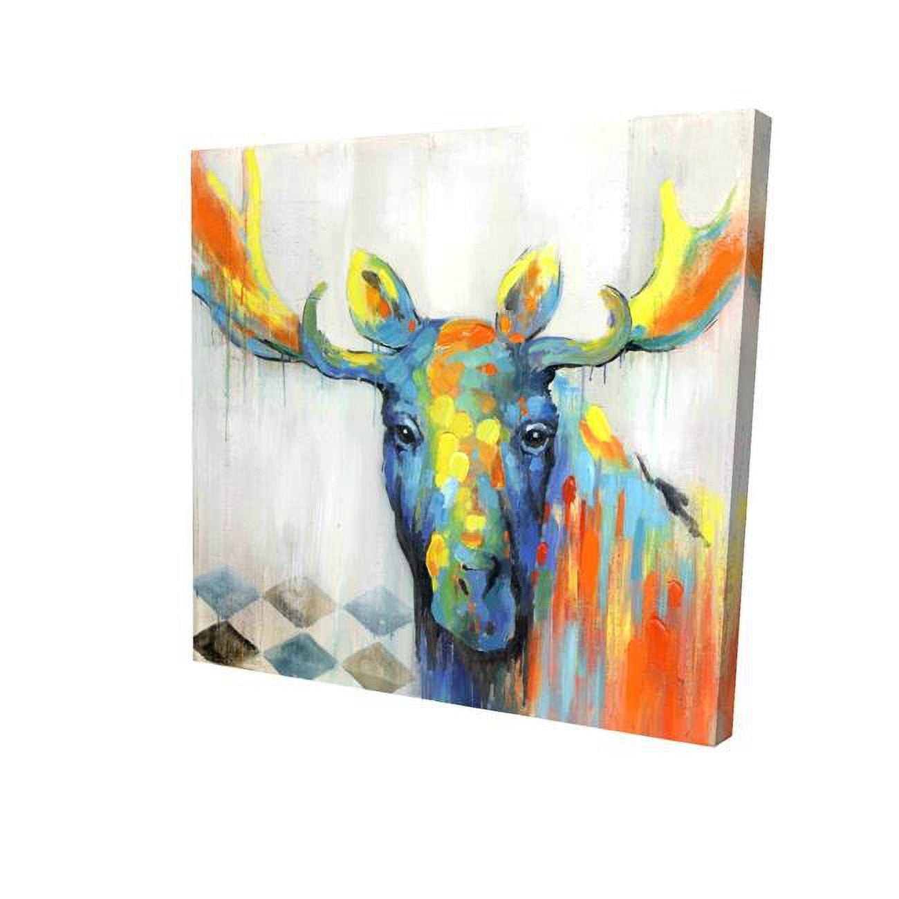 8 x 8 in. Colorful Abstract Moose-Print on Canvas