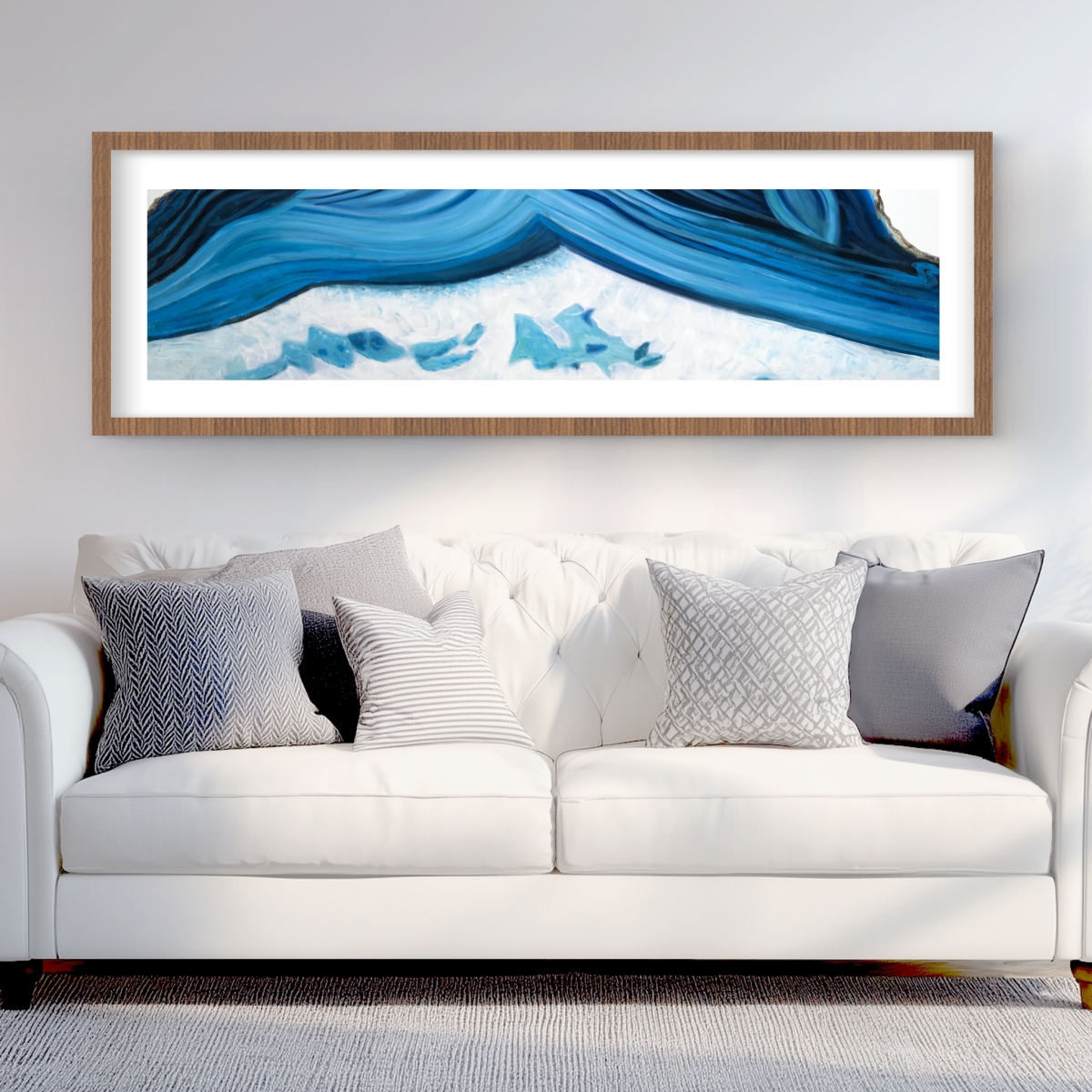 C1FM2060XO2LQD 20 x 60 in. Blue Geode Profile - Framed-Matted Print Wall Art for Home Decor
