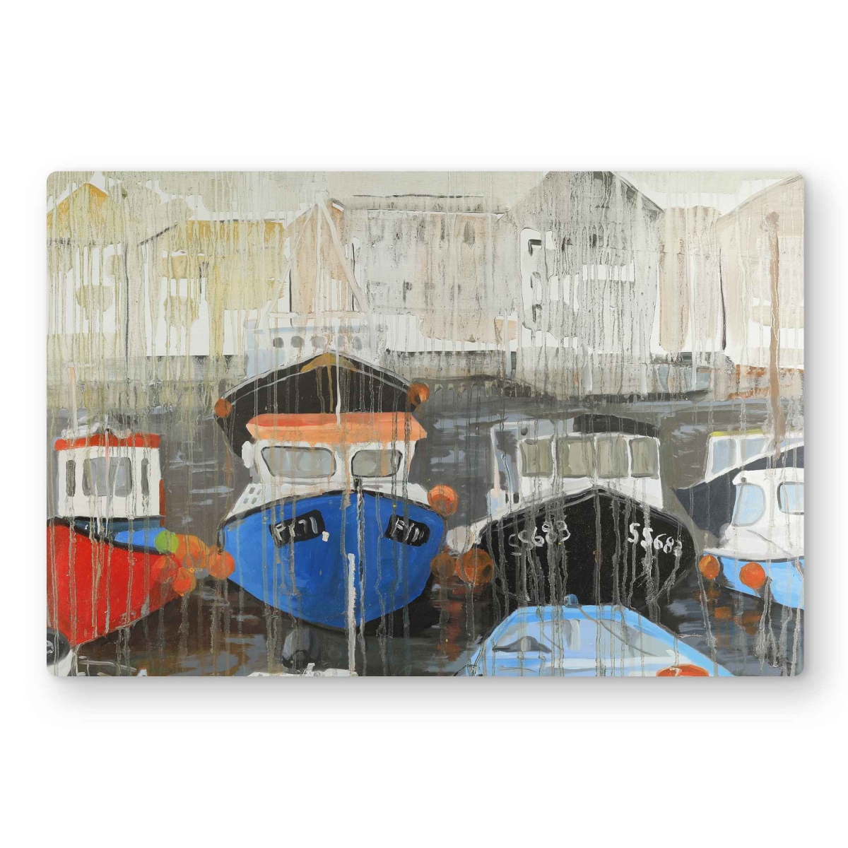 C1MP12181LKLAW 12 x 18 in. Color Fading-Rain at the Port - Metal Print Wall Art for Home Decor