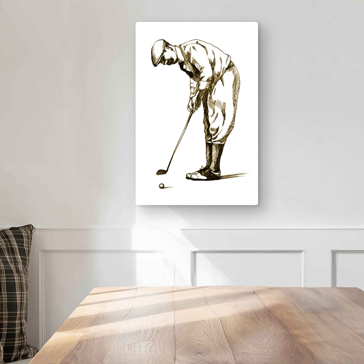C1MP12181SLHLS 12 x 18 in. Concentrated Golfer Illustration Wall Art - Man Cave Metal Print