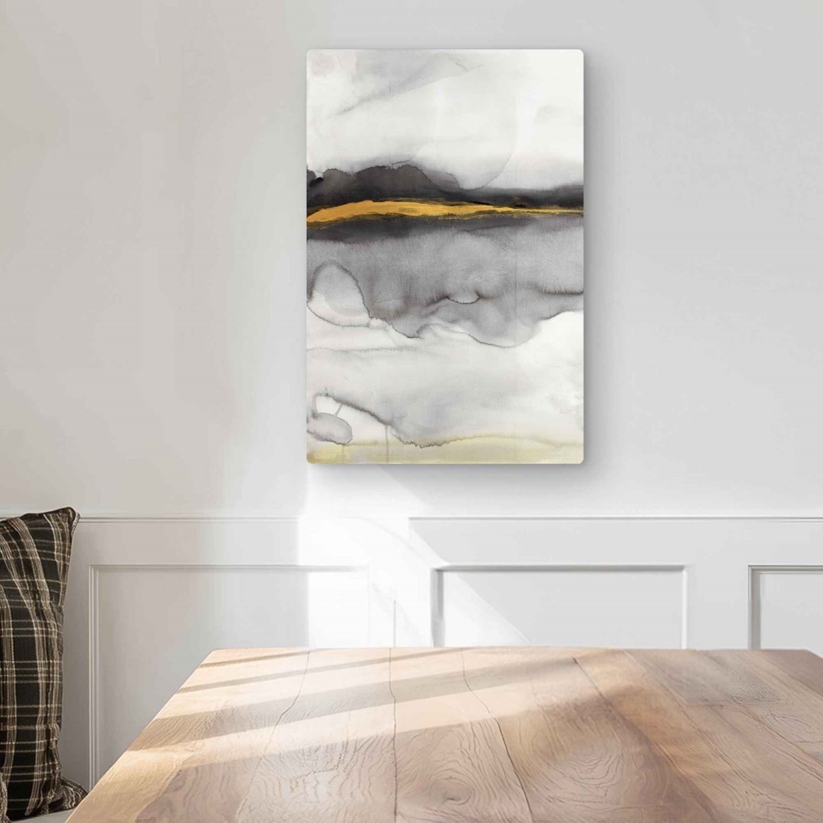 C1MP12183AQ0AM 12 x 18 in. Gold Stripe Abstract - Livingroom Metal Print Wall Art for Home Decor