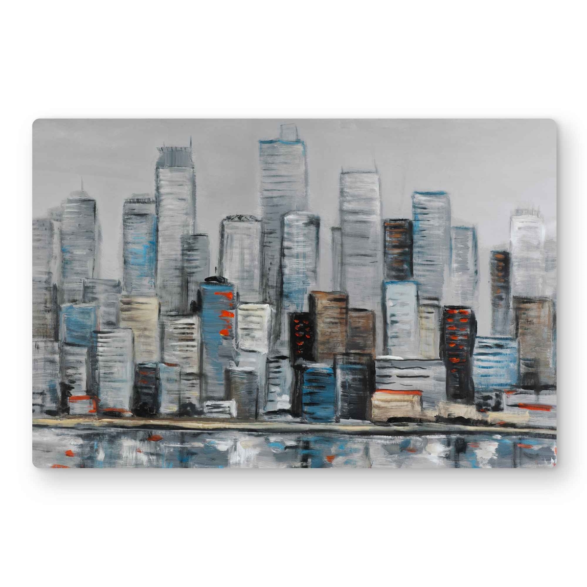 C1MP1218F64UZB 12 x 18 in. Abstract Urban Skyline Wall Art - Contemporary Metal Print