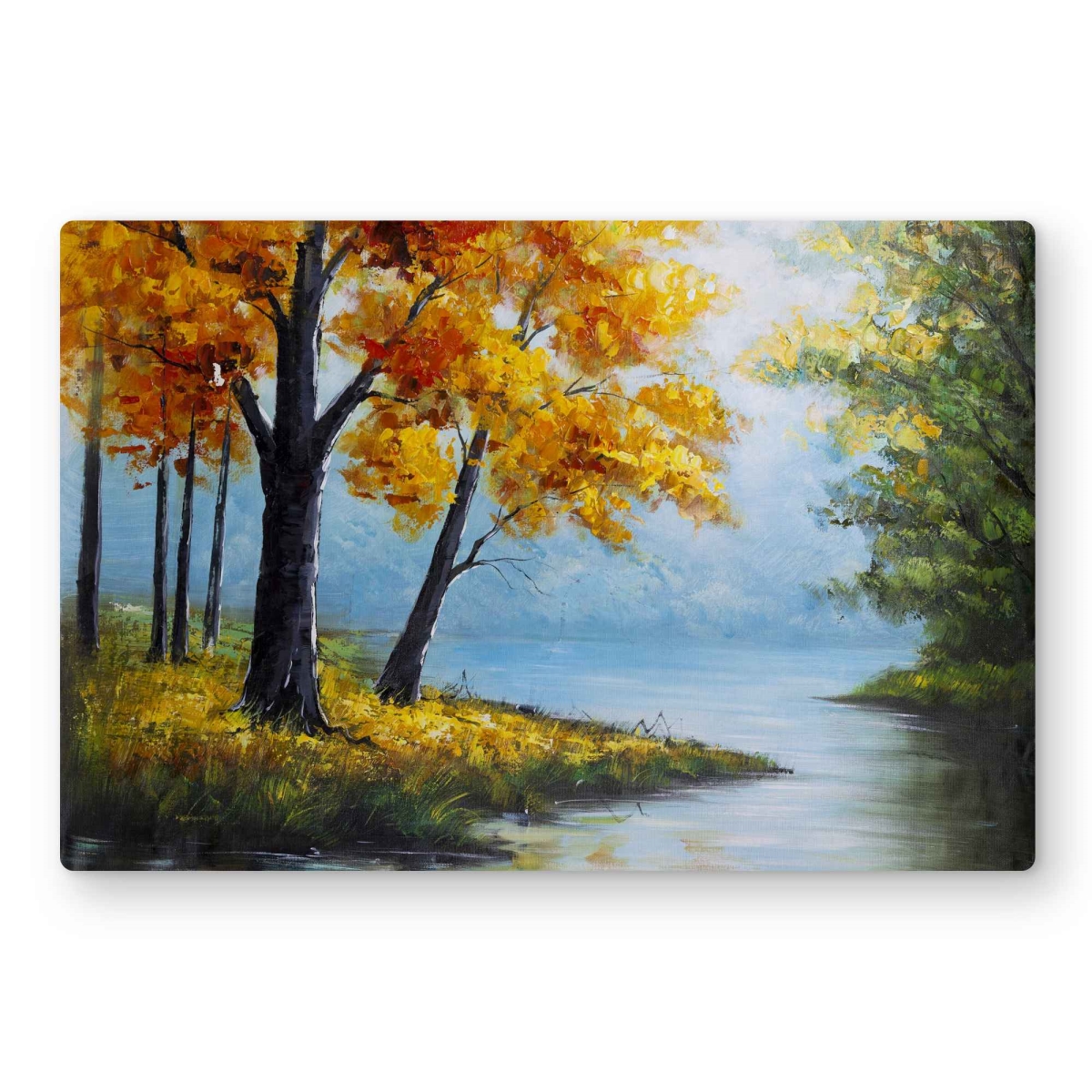 C1MP1218FCDZV2 12 x 18 in. Trees by the Lake - Contemporary Metal Print Wall Art for Home Decor