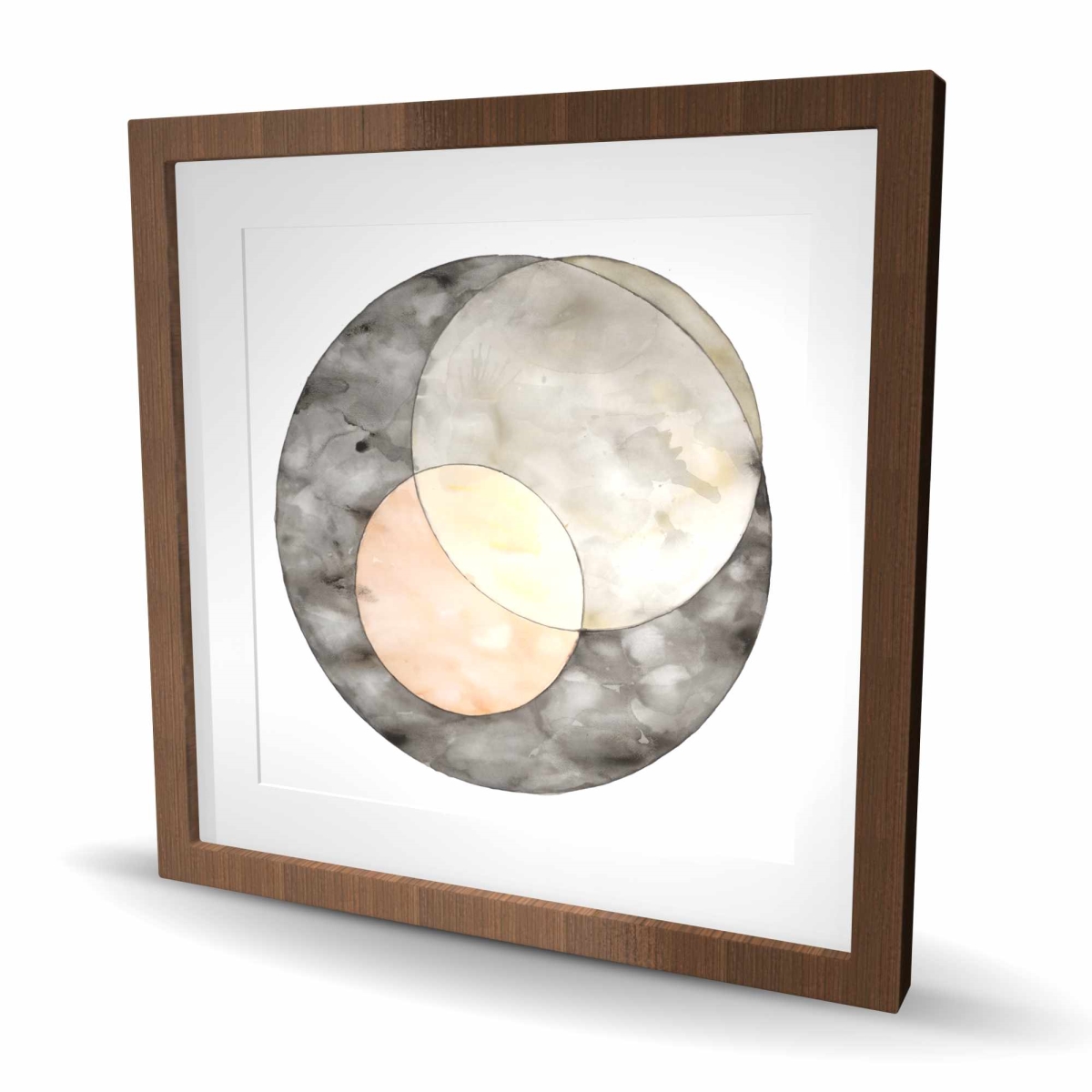 C1FM2424FQ1YLY 24 x 24 in. Interlocking Retro Abstract Framed Matted Print Wall Art - Home Decor