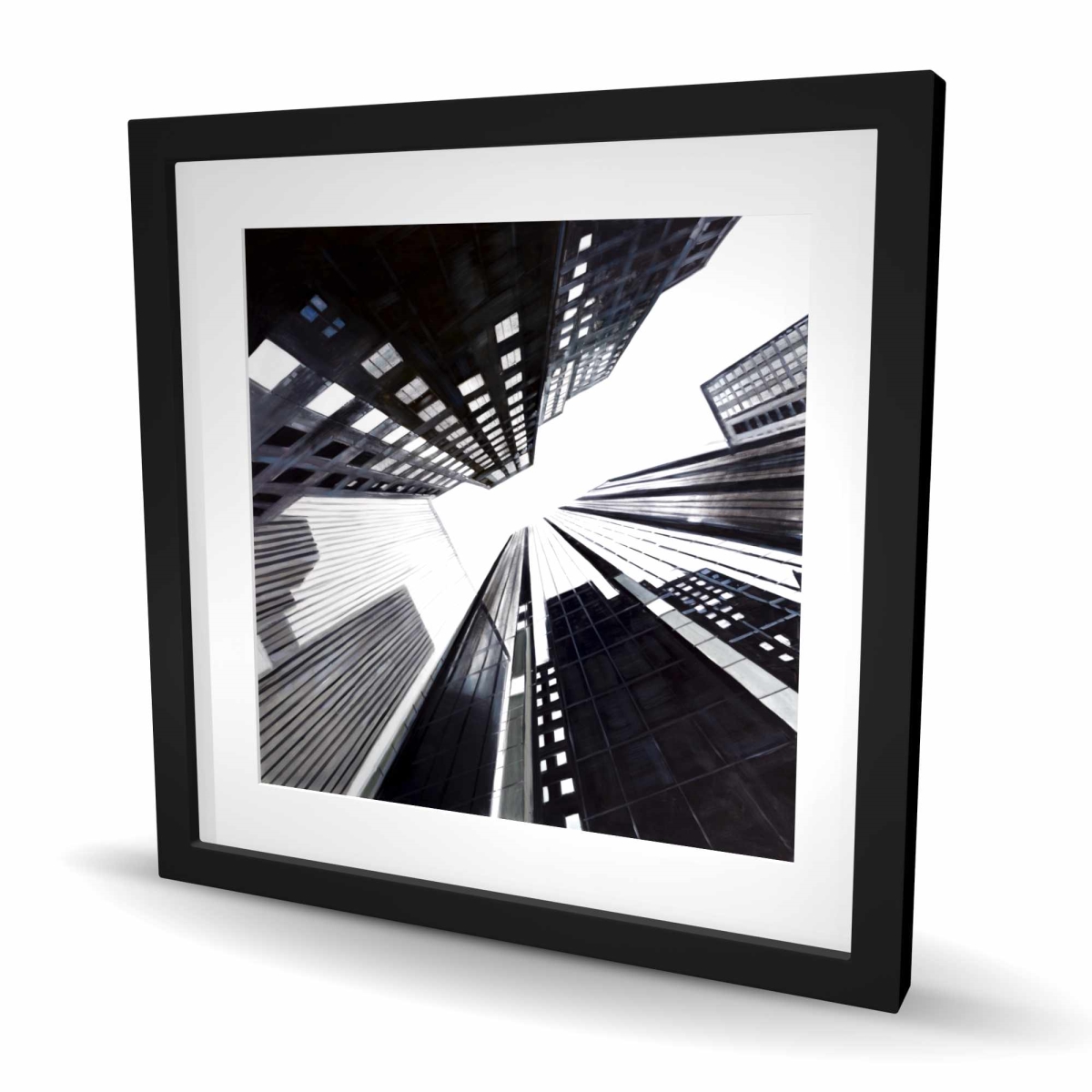 C1FM2424FRV2IM 24 x 24 in. Low-Angle View of the City - Black Contemporary Framed-Print Wall Art