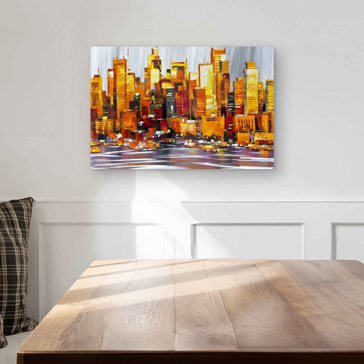 C1MP1218CVCHA1 12 x 18 in. Orange Buildings - Metal Print Wall Art for Home Decor - Office Art