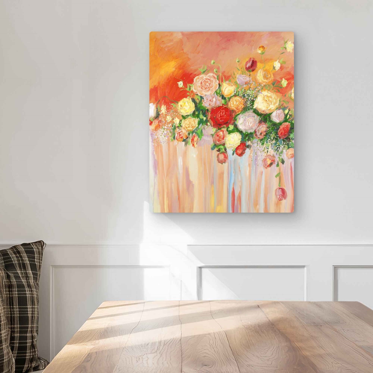 C1MP1620FUSJER Bouquet of Multicolor Abstract Flowers Wall Art - Orange Metal Print - 16 x 20 in.
