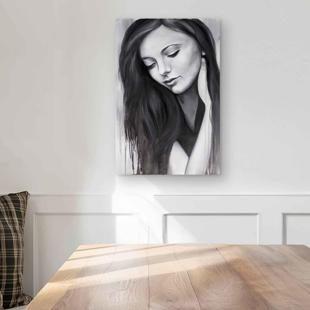 C1MP1218FFJUW5 12 x 18 in. Realistic Woman Portrait Wall Art - Romantic Figurative Metal Print