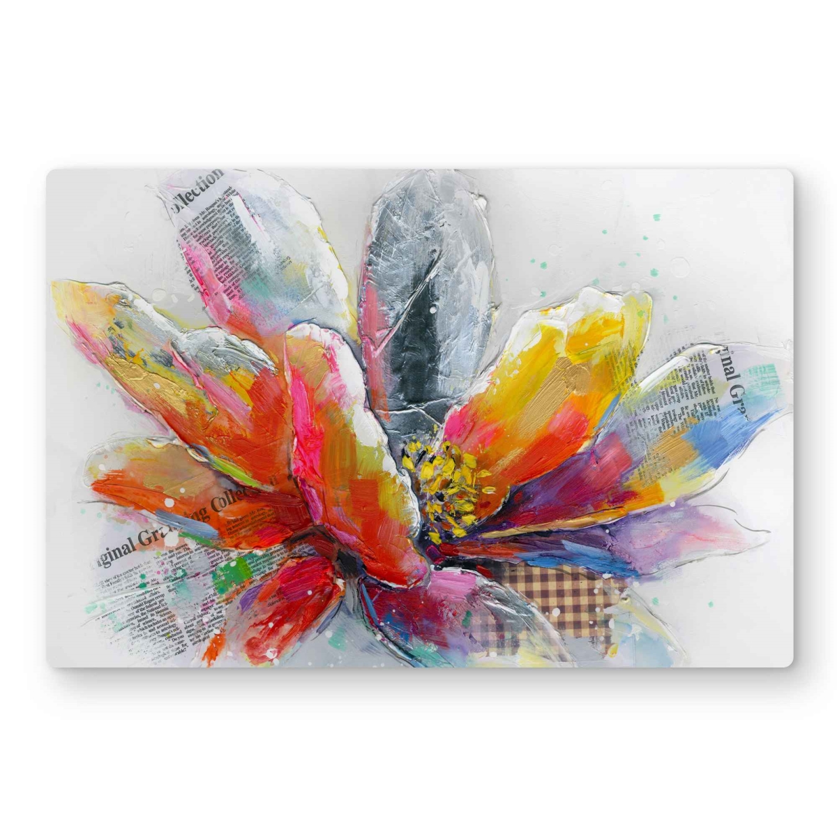 C1MP1218FQK5QG 12 x 18 in. Abstract Flower with Texture Wall Art - Industrial Floral Metal Print
