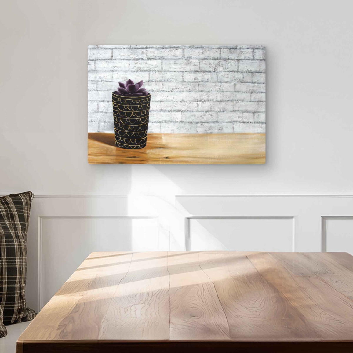 C1MP1218FTGS7Z 12 x 18 in. Succulent In A Pot - Leaves Hygge Metal Print Wall Art for Home Decor