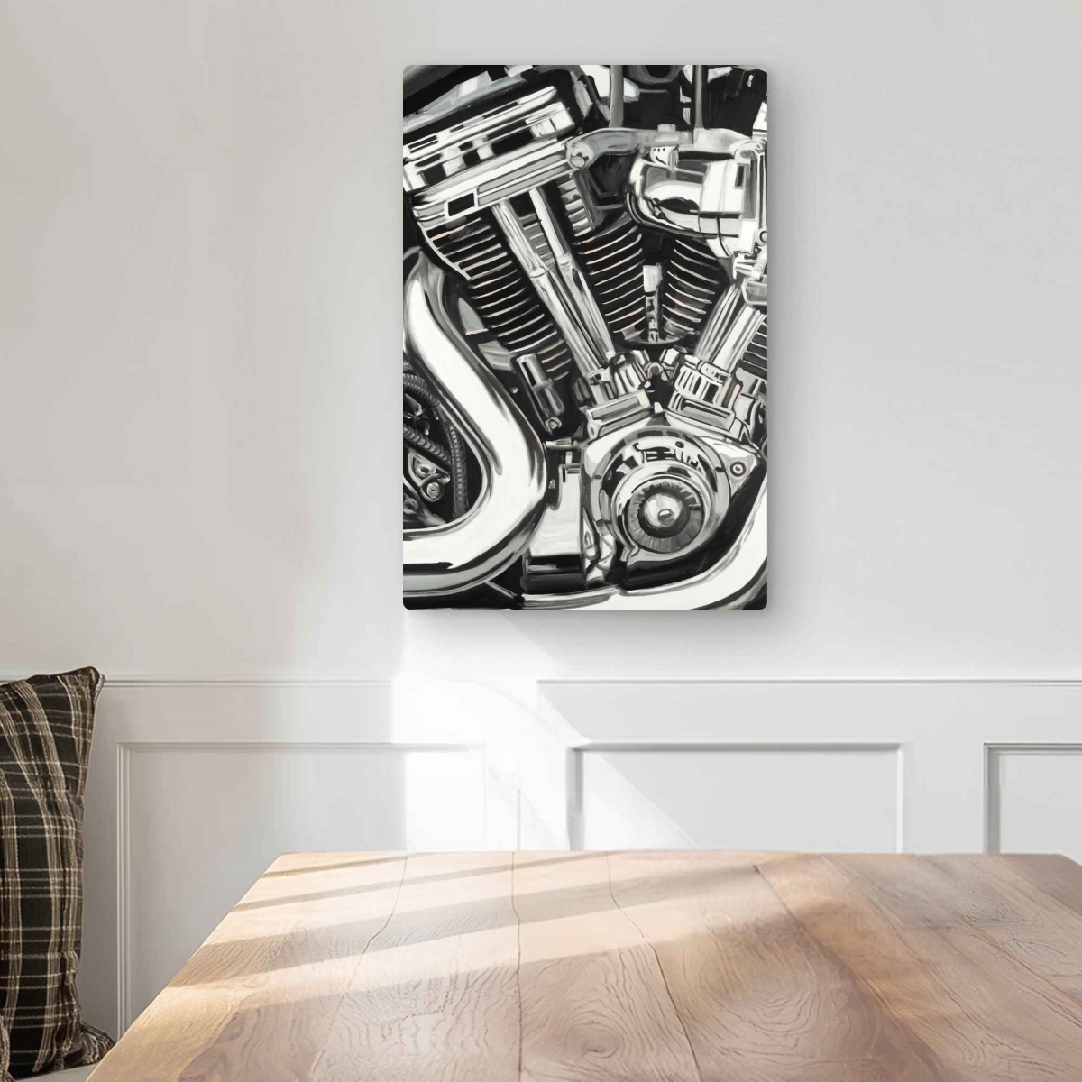 C1MP1218FVQYU1 12 x 18 in. Mechanism of A Motorcycle Wall Art - Contemporary-Metal Print Decor