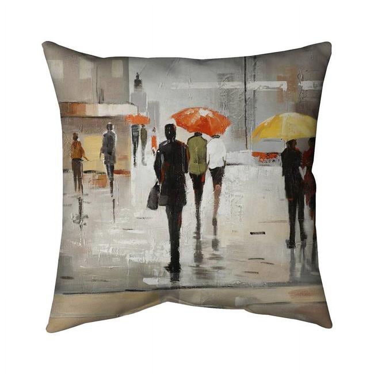 20 x 20 in. Abstract Passersby with Umbrellas-Double Sided Print Indoor Pillow