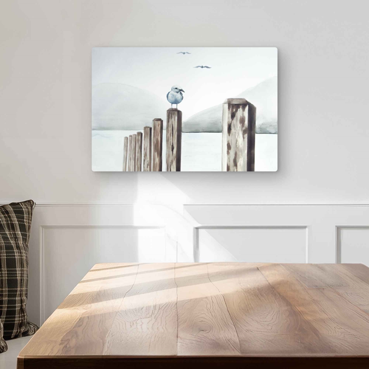 C1MP1218J24KUL 12 x 18 in. Seagull at the Marina - Coastal Metal Print Wall Art for Home Decor
