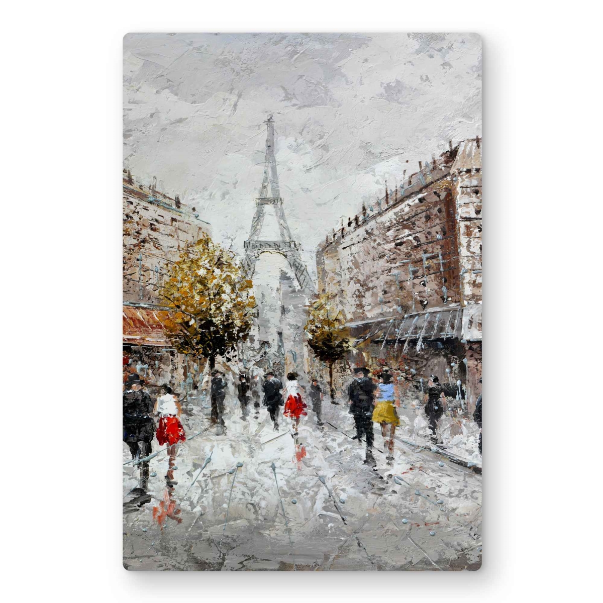 C1MP1218J914WG 12 x 18 in. Paris Busy Street Metal Print Wall Art - Office Places Home Decor