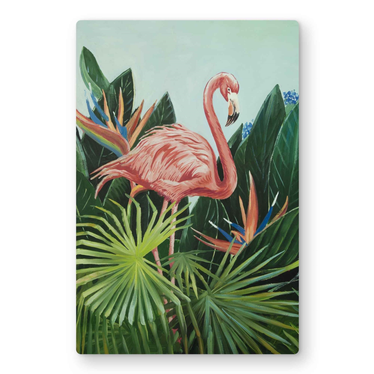 C1MP1218JBSOIQ 12 x 18 in. Tropical Flamingo - Green Metal Print Wall Art for Home Decor - Art