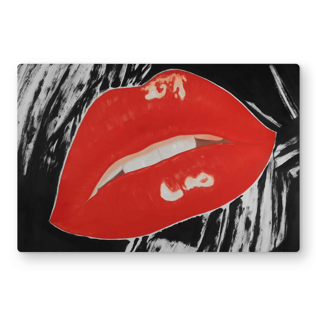 C1MP1218JGOCQZ 12 x 18 in. Kissable Glossy Lips Metal Print Wall Art - Bathroom Pop Art Decor