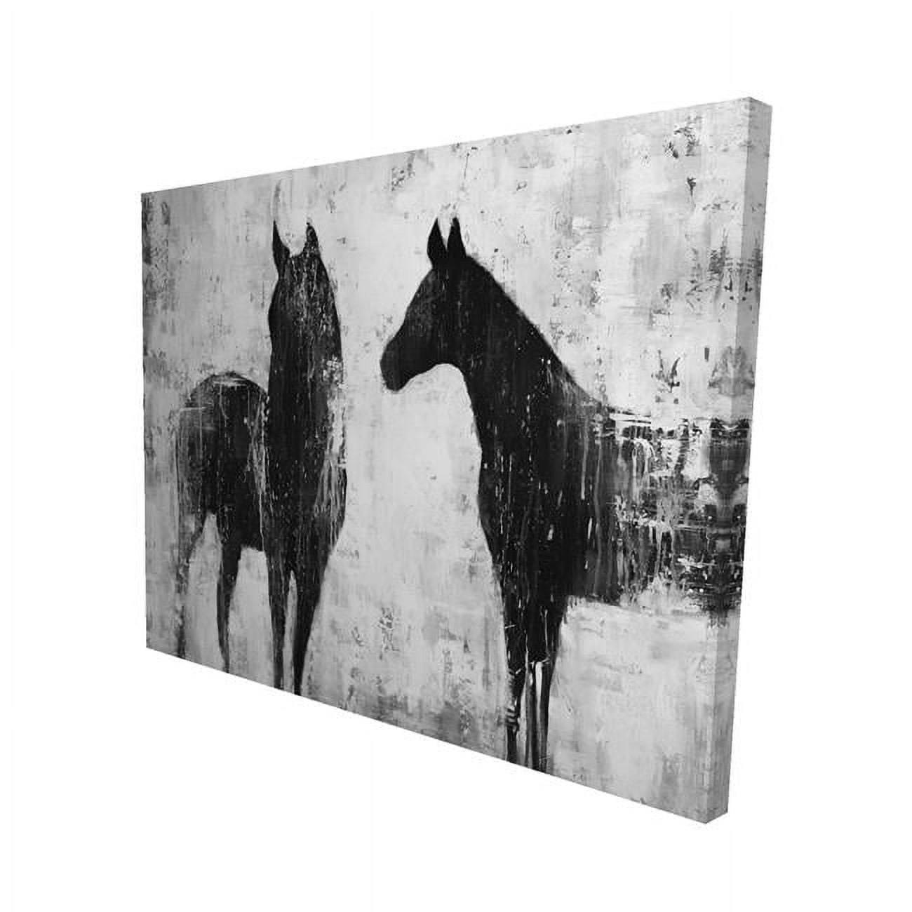 8 x 10 in. Black & White Horses-Print on Canvas