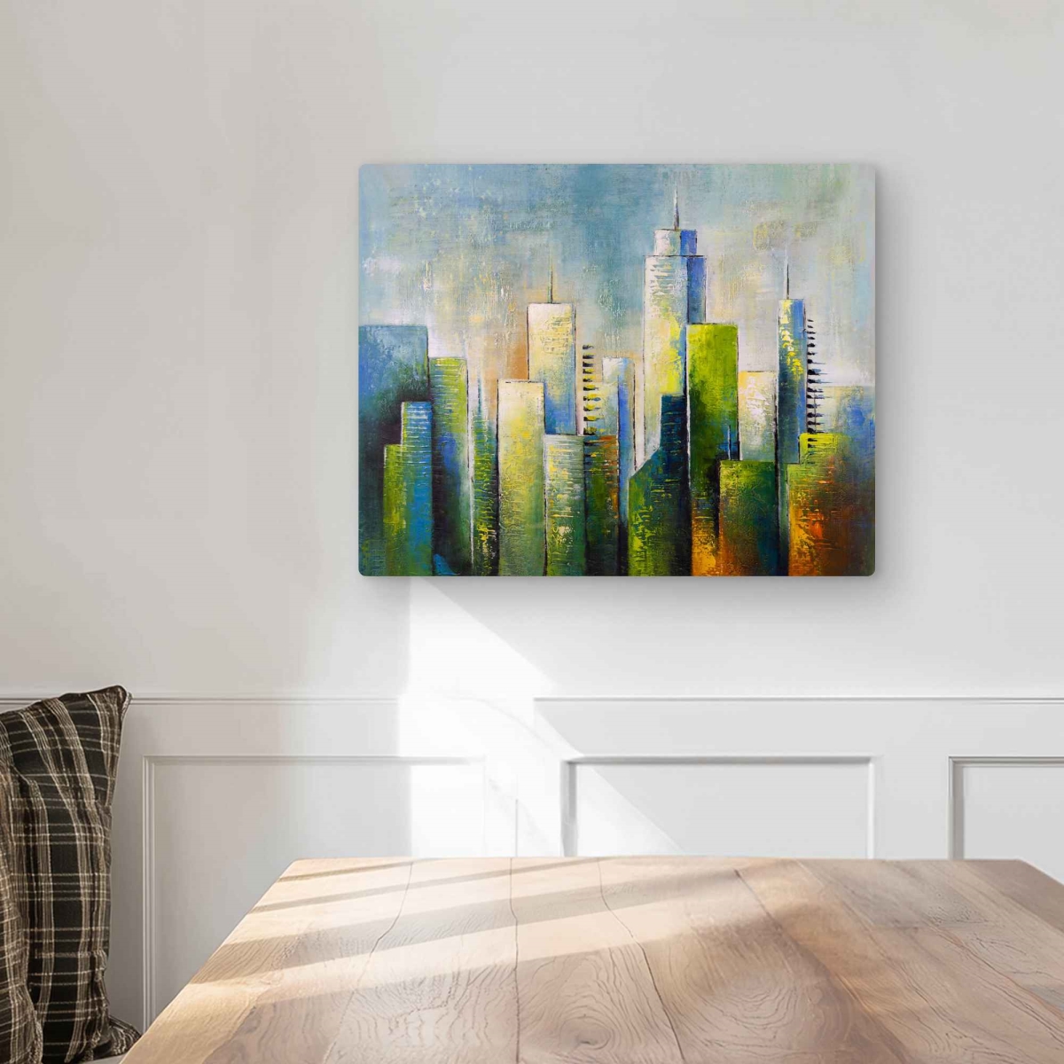C1MP1620RURD8A 16 x 20 in. Abstract Skyline - Building Livingroom Metal Print Wall Art - Decor