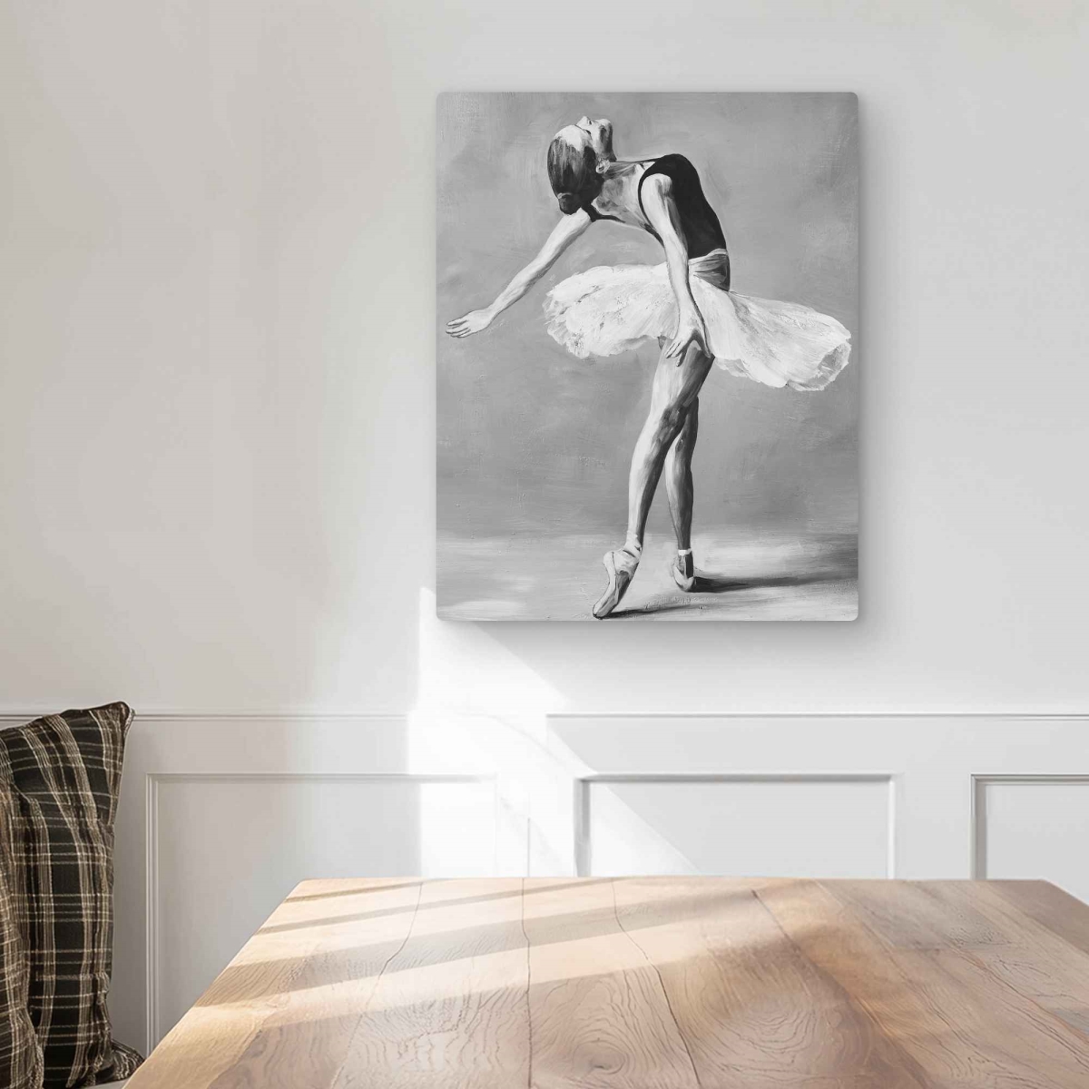 C1MP1620S08GJF 16 x 20 in. Classic Ballet Dancer - Black & White Metal Print Wall Art for Decor