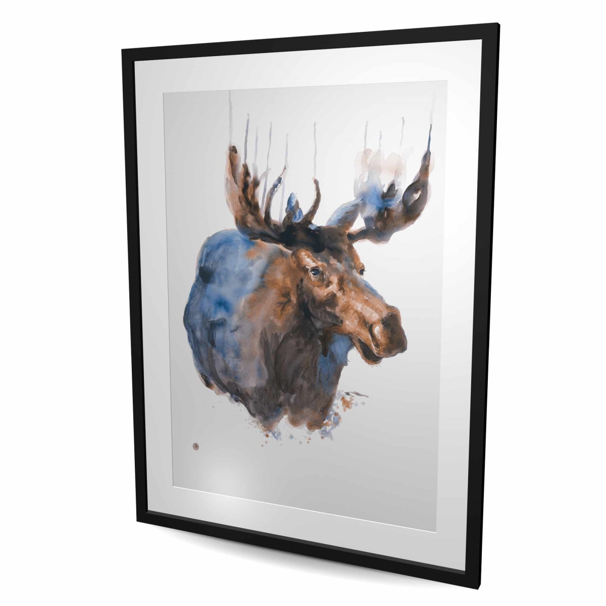 C1FM3648V26SRO 36 x 48 in. Abstract Blue Moose - Rustic Framed Print Wall Art for Home Decor
