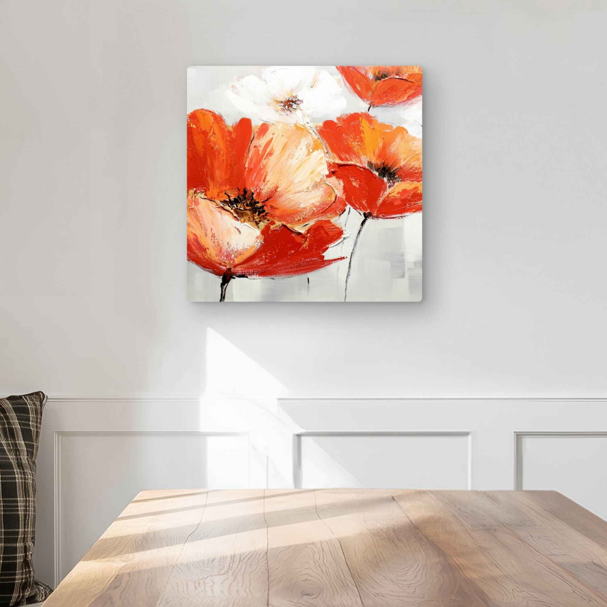 C1MP16164CI8U4 16 x 16 in. Red Wild Flowers in the Wind Wall Art - Office Botanical Metal Print