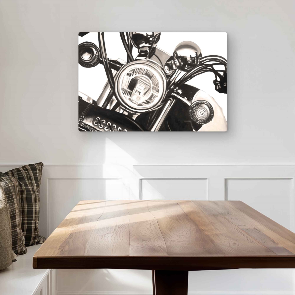 C1MP203035DH0Z 20 x 30 in. Realistic Sepia Motorcycle Wall Art - Beige Industrial Metal Print