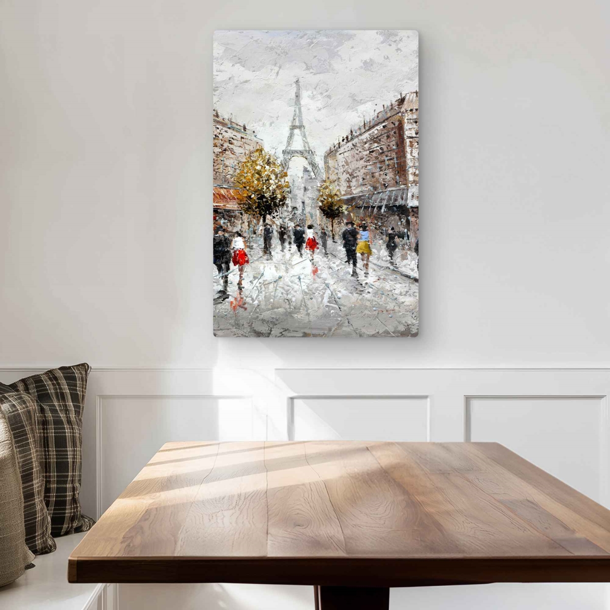 C1MP2030BN5I01 20 x 30 in. Paris Busy Street - Gray Metal Print Wall Art for Living Room Decor