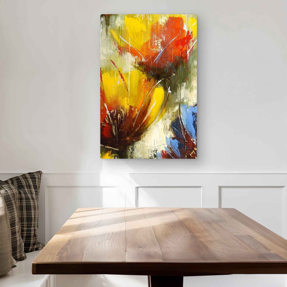 C1MP2030G8JD9K 20 x 30 in. Texturized Yellow Flowers Wall Art - Bedroom Metal Print