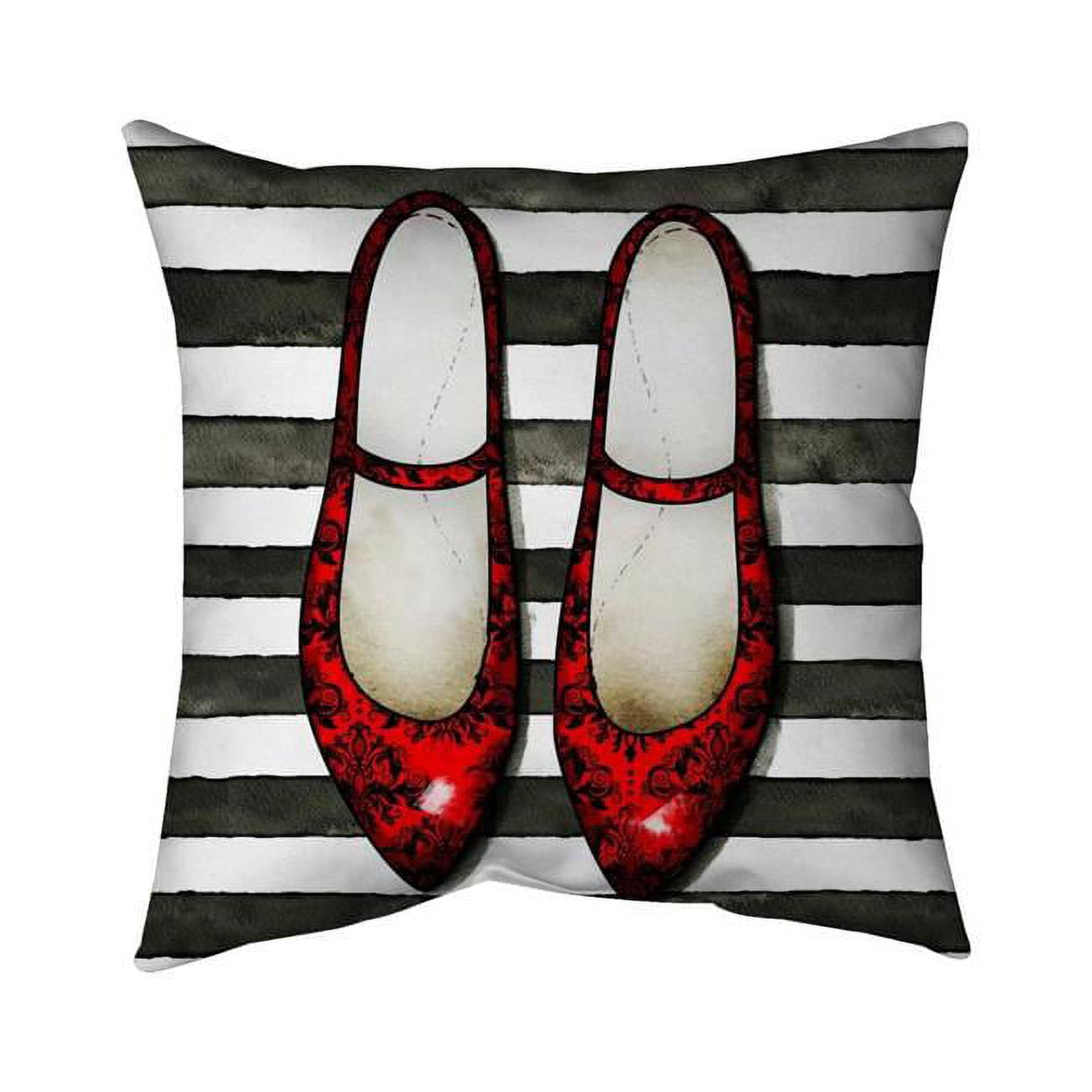 5541-2020-FA5 20 x 20 in. Red Glossy Shoes on Striped Background-Double Sided Print Indoor Pillow