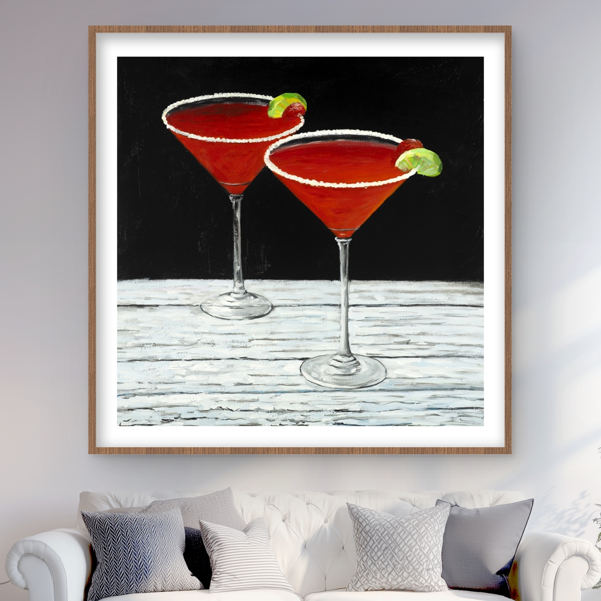C1FM4848K1O4AH 48 x 48 in. Cosmopolitan Drink - Romantic Framed Matted Print Wall Art for Decor