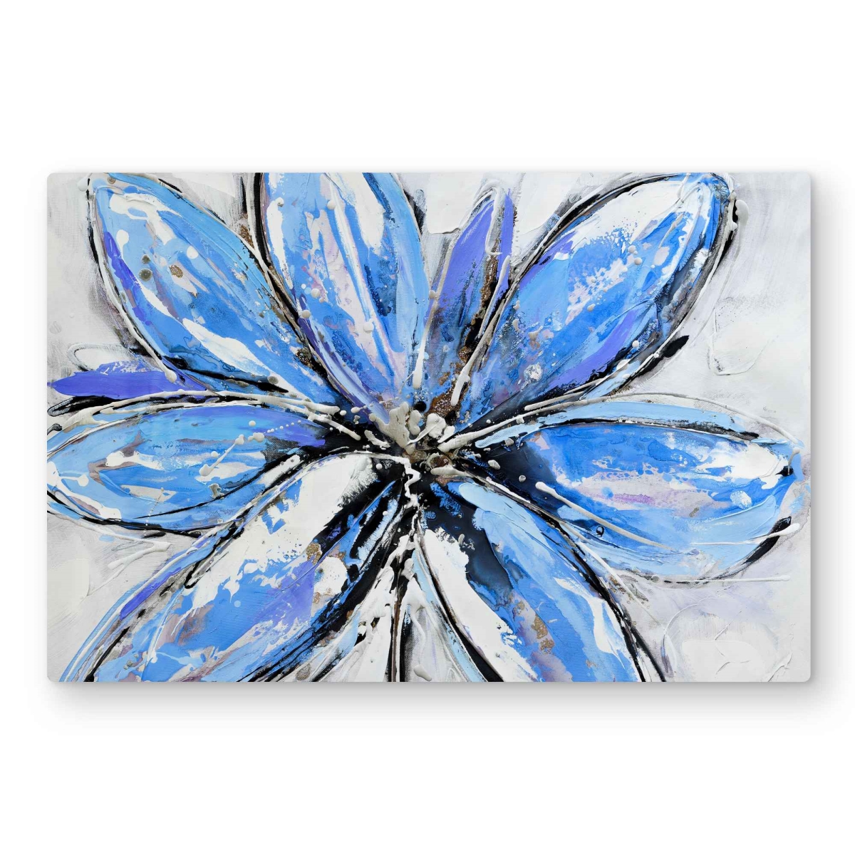 C1MP2030KESMK1 20 x 30 in. Blue Flower - Contemporary White Metal Print Wall Art for Home Decor
