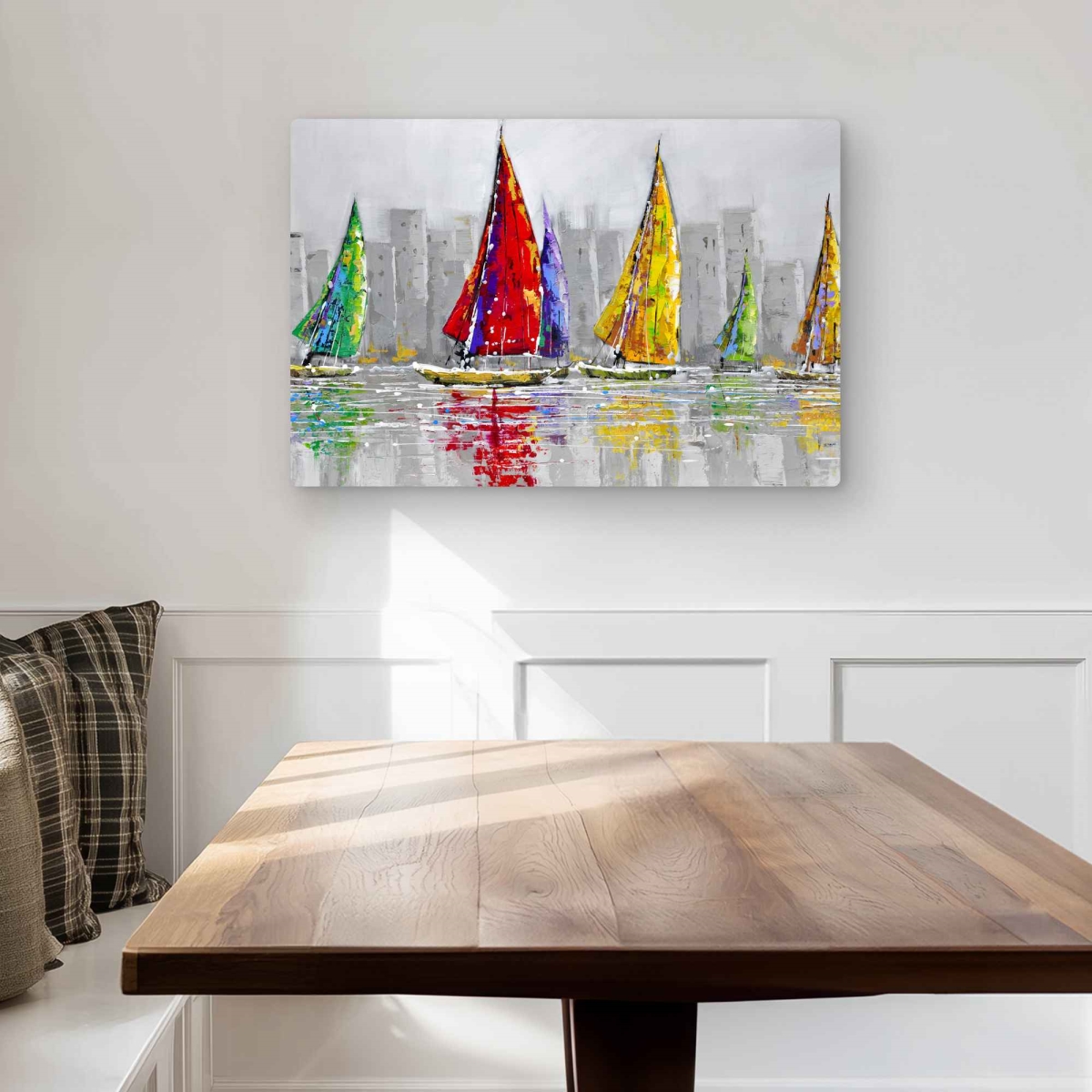C1MP2030KIARJW 20 x 30 in. Sailboats in the Wind Wall Art - Contemporary Gray Metal Print Decor