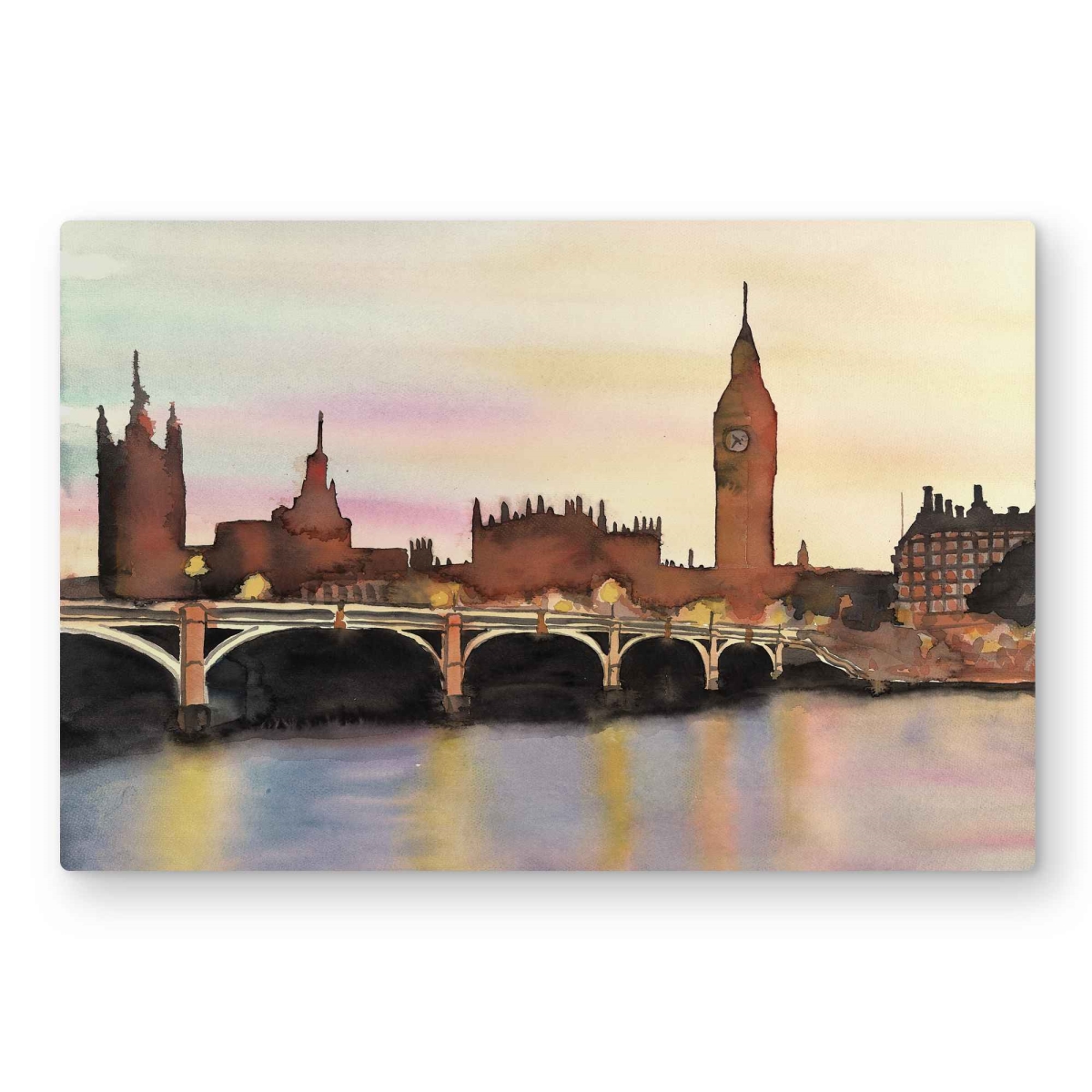 C1MP2030KNB16C 20 x 30 in. Sunset On Big Ben - Living Room Metal Print Wall Art for Home Decor